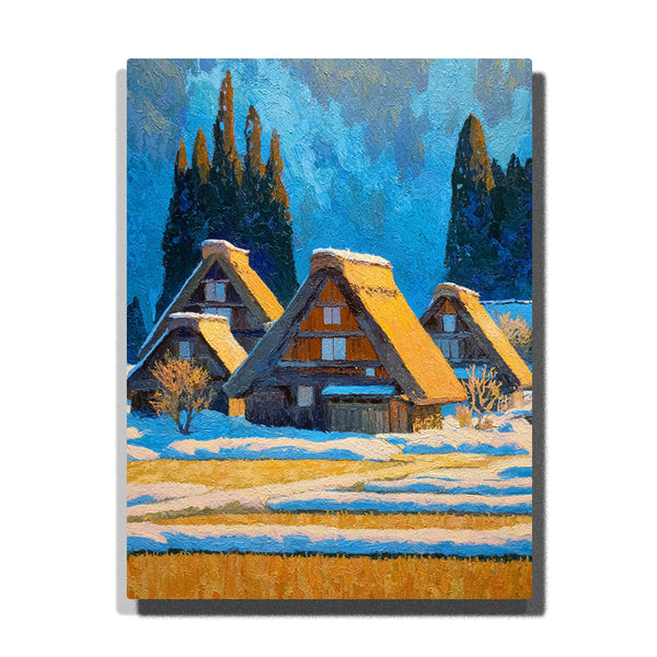 🏔️ Shirakawa-go Winter Village Paint by Numbers Kit | Japan Snow Cottage | PaintEasy