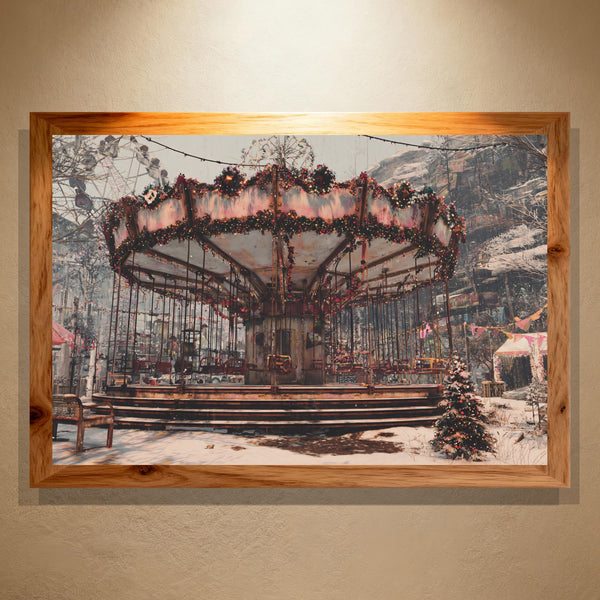 Silent Carousel Paint by Numbers | Abandoned Christmas Amusement Ride | Post-Apocalypse Series | PaintEasy