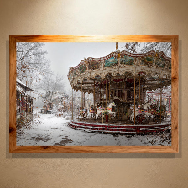 Silent Carousel Paint by Numbers | Abandoned Winter Fairground Art | Post-Apocalypse Series | PaintEasy