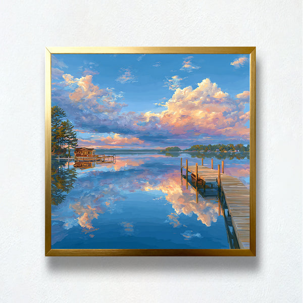 Sky Mirror Sunset Dock Paint by Numbers | PaintEasy