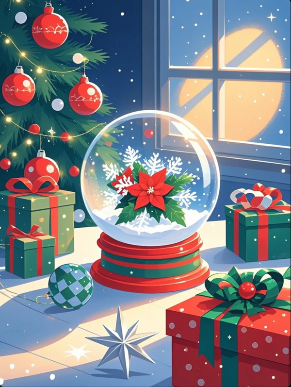 Paint by Numbers：Snow Globe Wonderland Crystal Clear Christmas Snow Globe and Holiday Gifts DIY Paint by Numbers Kit