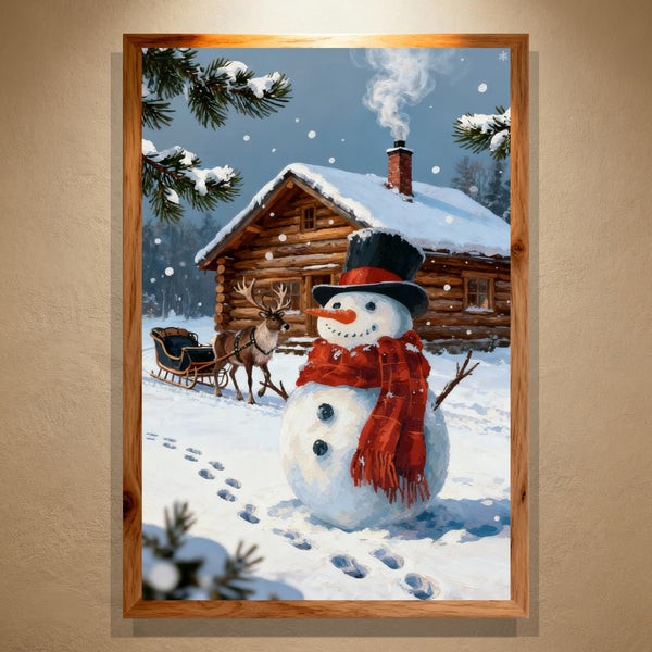 Paint by Numbers：Snowman by the Cabin