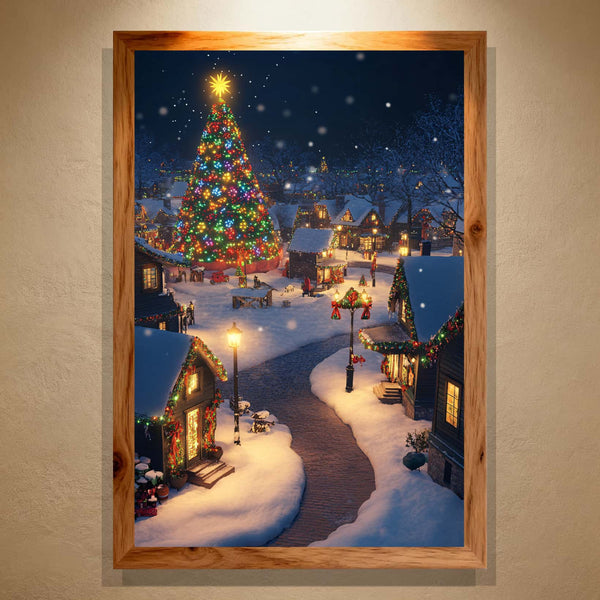 Starlit Haven Paint by Numbers | Christmas Tree Village Scene | Frost Luxe Collection by PaintEasy