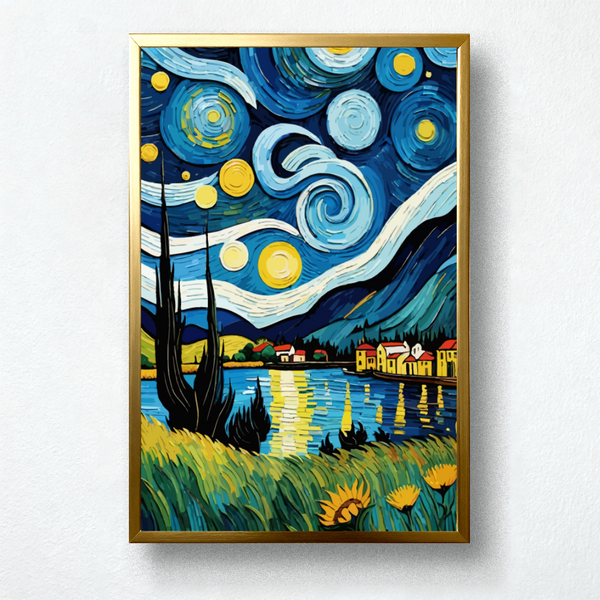 Starry Coast Paint by Numbers | Van Gogh Inspired Sunflower & Lake Art for Kids | PaintEasy