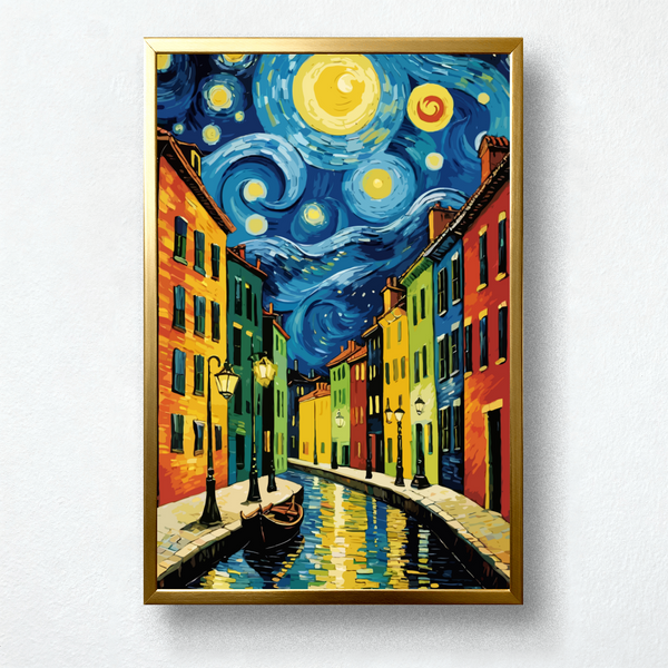 Starry Town Paint by Numbers | Van Gogh Inspired City Night Art Kit for Kids | PaintEasy