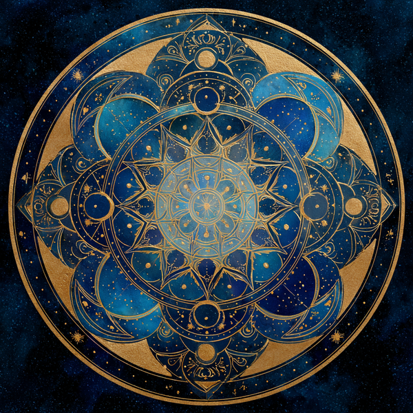 Stellar Bloom – Celestial Mandala Paint by Numbers Kit | Blue & Gold Cosmic Wall Art for Mindfulness & Meditation