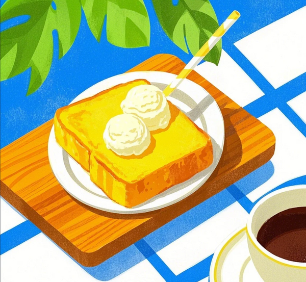 Paint by Numbers：Summer Sweetheart Ice Cream Toast & Coffee, Refreshing Delight in Every Bite DIY Paint by Numbers