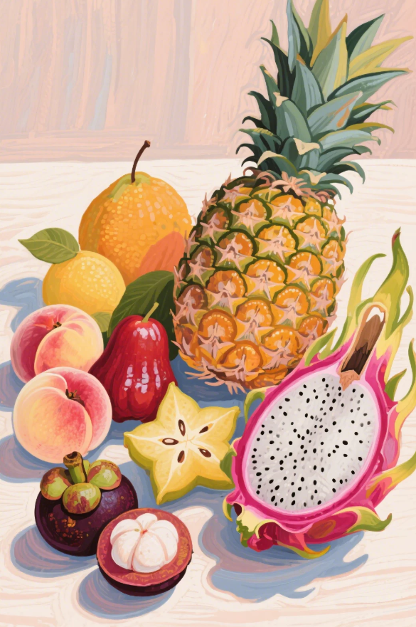 Paint by Numbers：Sunny Fruit Platter Vitality and Passion Brought by Tropical Fruits Painting Kit
