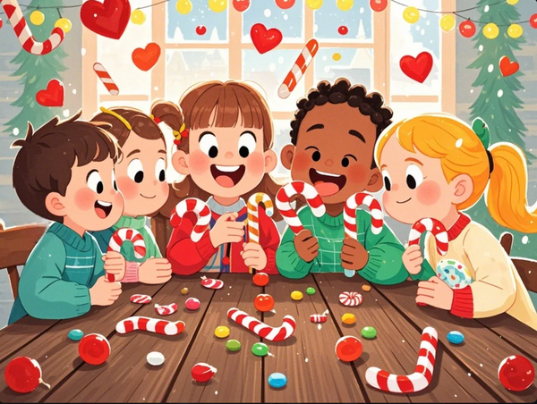 Paint by Numbers：Sweet Sharing Candy Wonderland, Joyful Moments of Children Sharing Holiday Treats DIY Paint by Numbers Kit