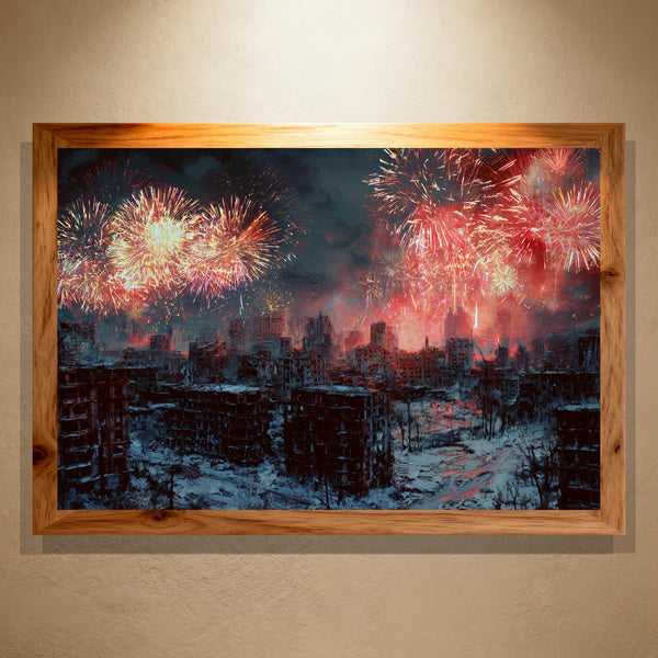 The Last Fireworks Paint by Numbers | Apocalyptic City Ruins & Night Sky | Post-Apocalypse Series | PaintEasy