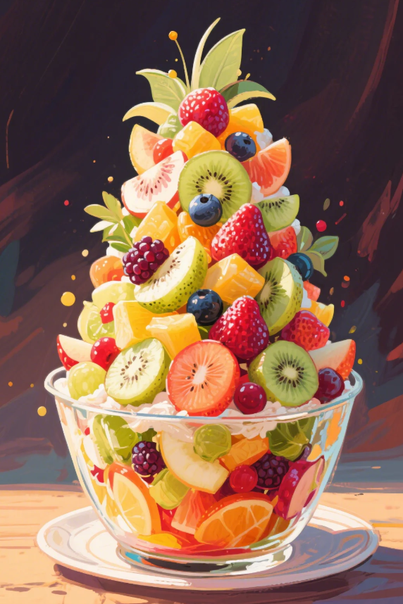 Paint by Numbers：Tropical Rhapsody A Colorful Symphony of Tropical Fruit Salad DIY Paint by Numbers Kit