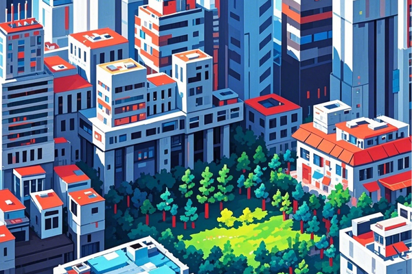 Paint by Numbers：Urban Oasis Natural Breath in the Steel Forest, Overlooking a Modern Metropolis, Feel the Tranquility and Vitality Brought by Green Parks DIY
