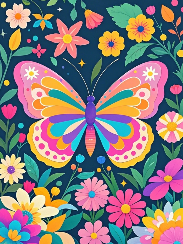 Diamond Painting - Vibrant Blooms & Wings