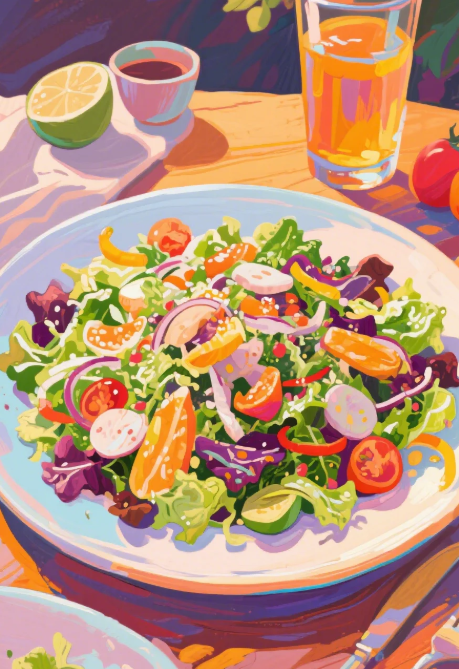 Paint by Numbers：Vibrant Light Meal Colorful Fresh Salad Painting Kit