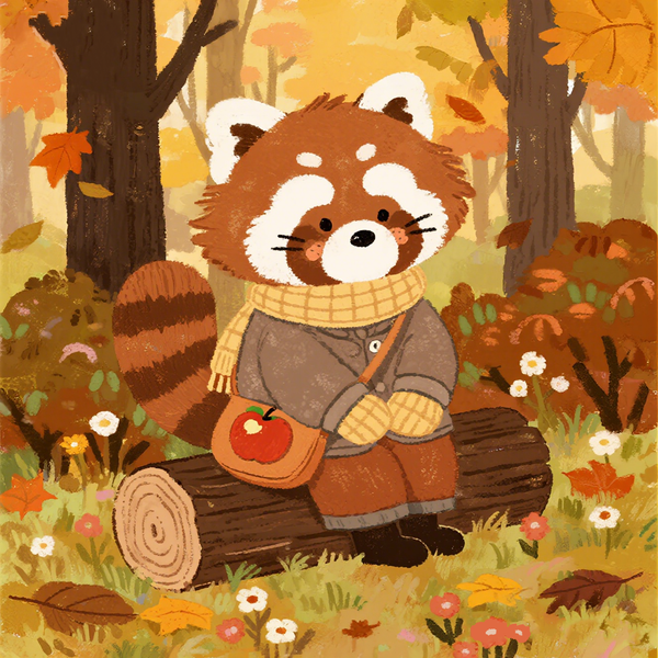 Paint by Numbers: Whimsical Raccoon’s Harvest Time