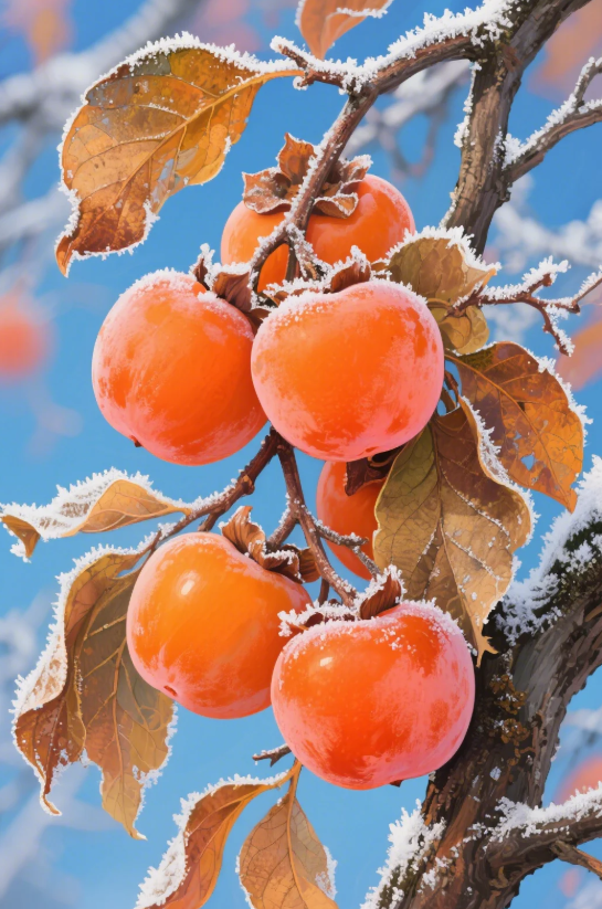 Paint by Numbers：Winter Warmth Persimmon Glistening Sweetness of Frost-Covered Persimmons DIY Paint by Numbers Kit