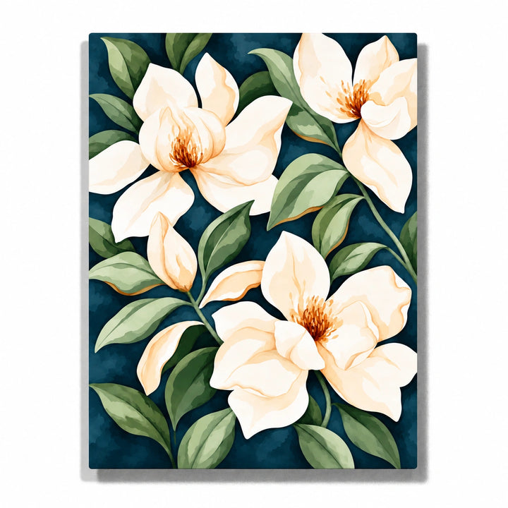 Cream magnolia floral artwork — PaintEasy × Angèle Kamp