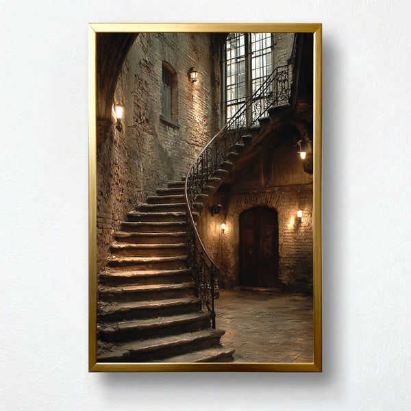 Forgotten Stairway Paint by Numbers – Vintage Brick Hall & Lantern Glow Scene | PaintEasy