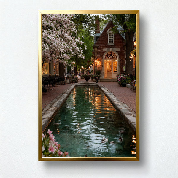 Bloomwater Lane Paint by Numbers – Cherry Blossom Canal & Lantern Reflections | PaintEasy