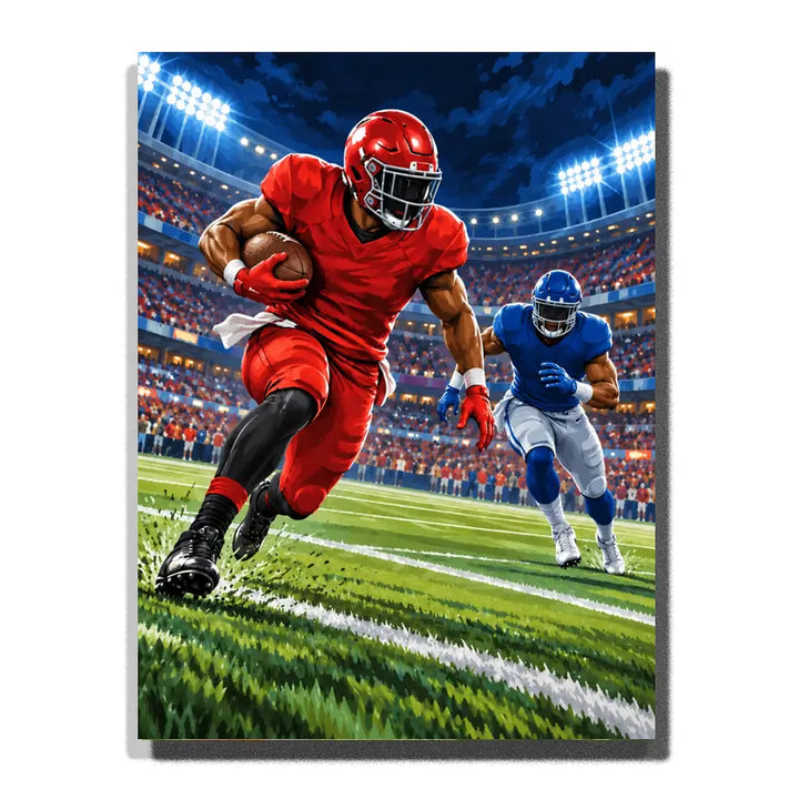 Red Runner beneath Stadium Lights white 3D canvas mockup, 40×50 cm adult painting kit