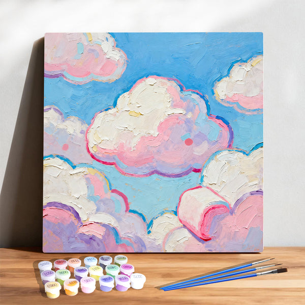 Dreamy Cotton Clouds – Pastel Sky Fantasy Paint by Numbers Kit | PaintEasy