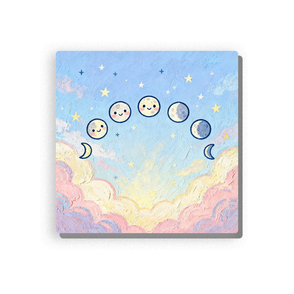 Moon Phase Parade – Pastel Dreamy Sky Paint by Numbers Kit | PaintEasy