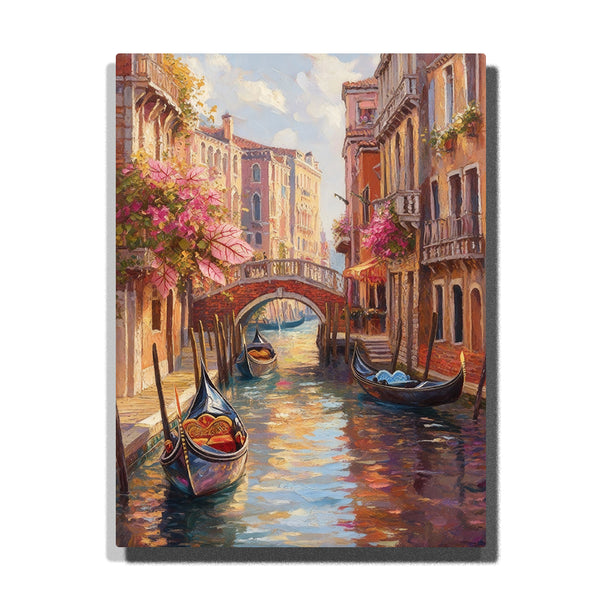 Venice Blossom Canal Wall Art – Dreamy Gondola Summer Painting Print