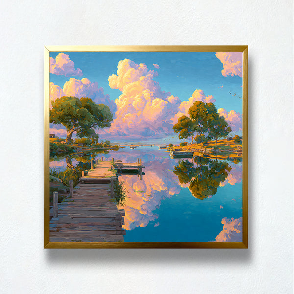 Cotton Cloud Lake Reflections Paint by Numbers | PaintEasy