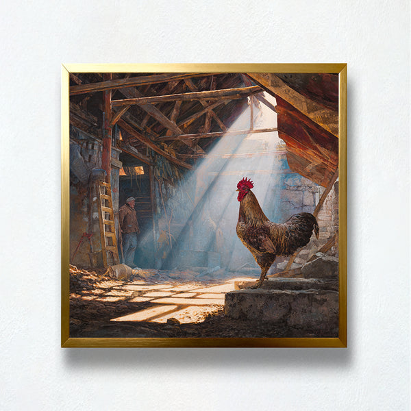 Dawn Rooster Paint by Numbers – Rustic Barn Morning Light Realistic Art | PaintEasy