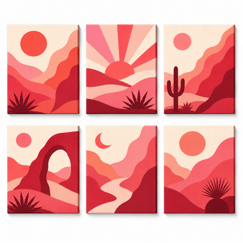 Desert Sunset Mini Set - finished paint by numbers canvas on a white background