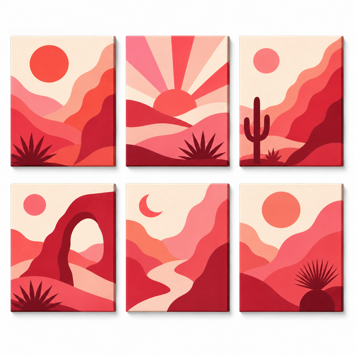 Desert Sunset Mini Set - finished paint by numbers canvas on a white background