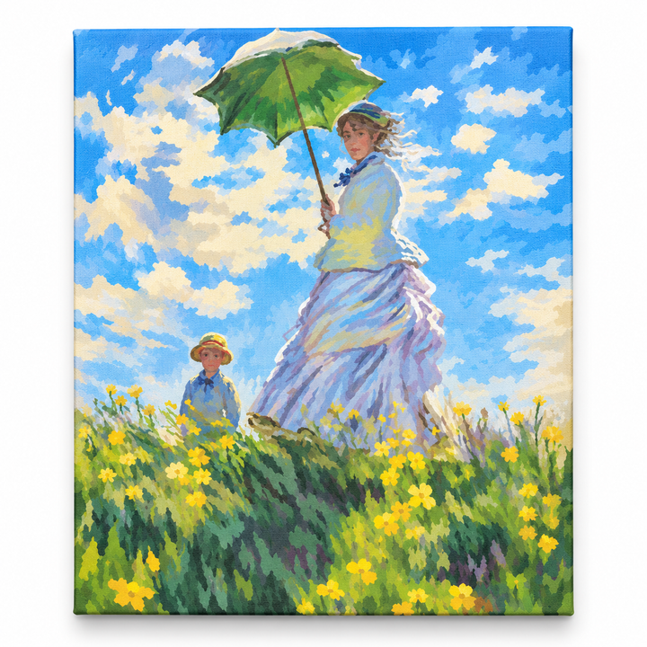 Woman with a Parasol | Claude Monet | 1875 - finished paint by numbers canvas on a white background
