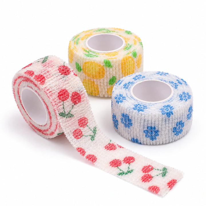PaintEasy self-adherent finger and brush grip wrap, cherry, blue flower and pineapple three-roll set