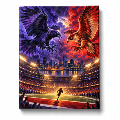 raven NFL-inspired paint by numbers 40 x 50 cm stretched canvas on white background