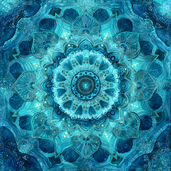 Tide Bloom Mandala Paint by Numbers | Aqua & Blue Water Element Mindful Art for Calm & Renewal