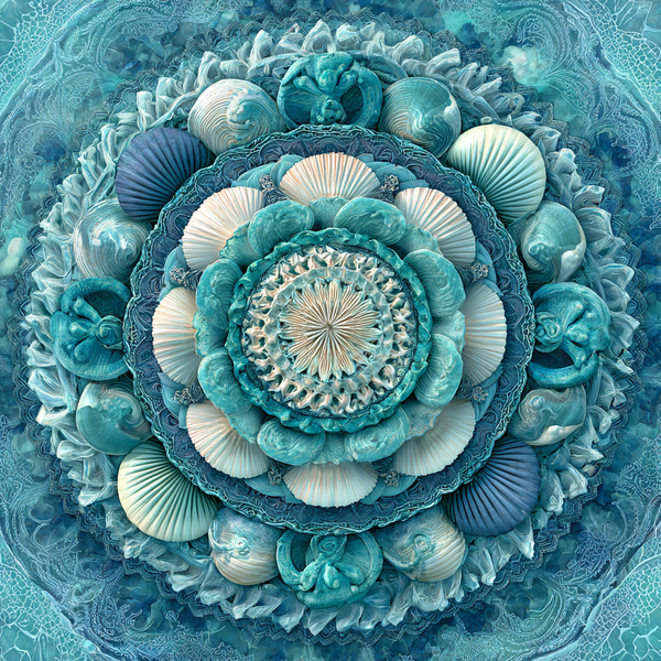 Tide Bloom Mandala Paint by Numbers | Ocean Wave & Seashell Mandala Art for Relaxation and Balance