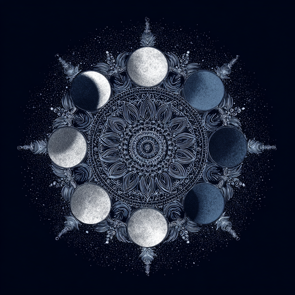 Lunar Mandala Paint by Numbers | Silver Moon Phases & Sacred Geometry Mindfulness Art Kit