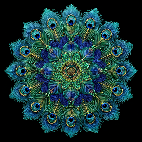 Peacock Spirit Mandala Paint by Numbers | Emerald & Sapphire Mindfulness Art Kit