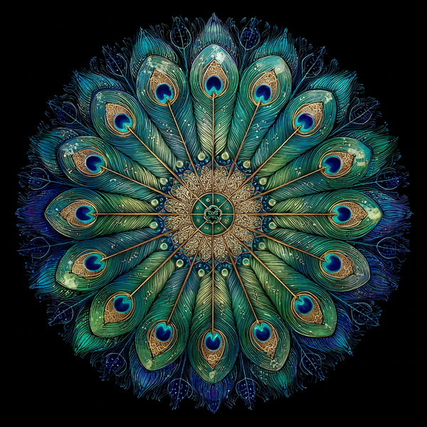 Peacock Crown Mandala Paint by Numbers | Royal Emerald & Sapphire Mindfulness Art Kit