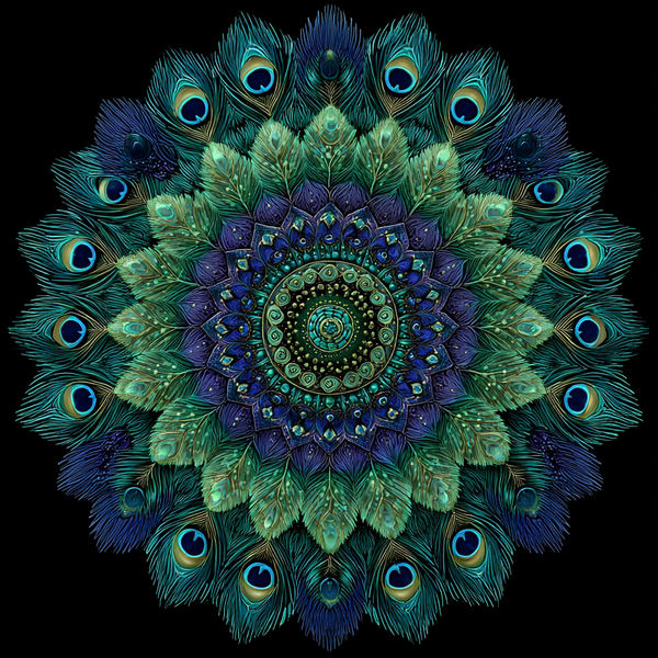 Peacock Oracle Mandala Paint by Numbers | Mystic Emerald & Sapphire Mindfulness Art Kit
