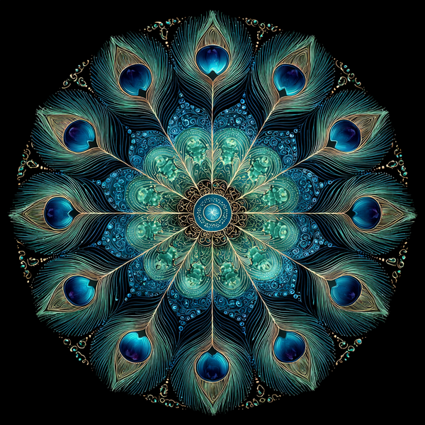 Peacock Halo Mandala Paint by Numbers | Sapphire Serenity Mindfulness Art Kit